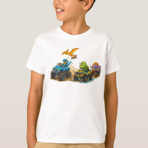 Camiseta Dinossauros de Desenho Animado Fofo Dirigindo Cami