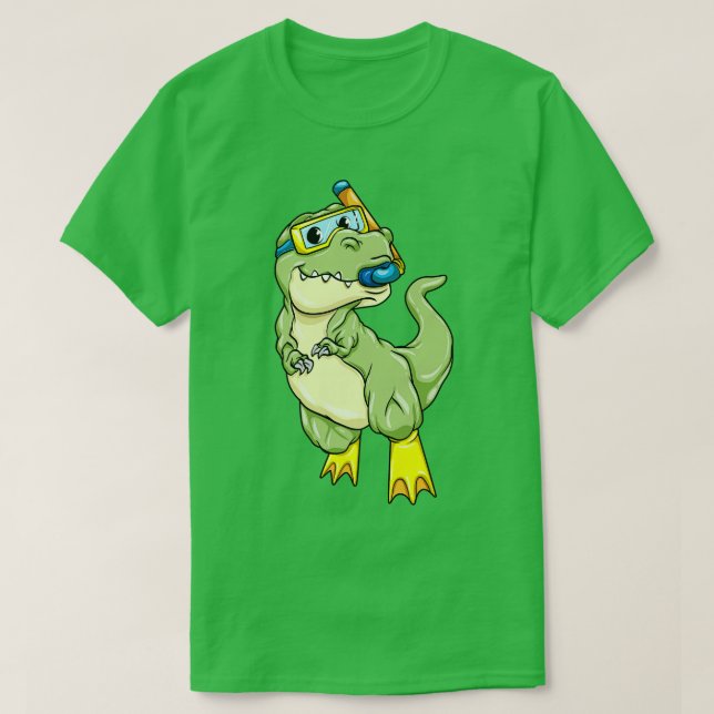Camiseta Dinossauros em mergulho com óculos de natação (Frente do Design)