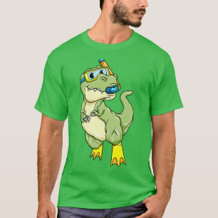 Camiseta Dinossauros em mergulho com óculos de natação