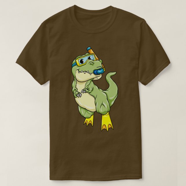 Camiseta Dinossauros em mergulho com óculos de natação (Frente do Design)