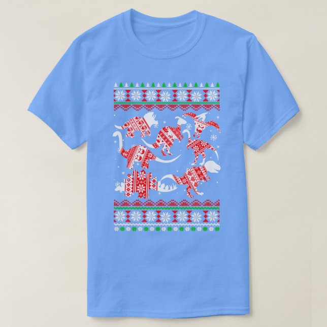 Camiseta Dinossauros Engraçados Natal TRex Feia Natal (Frente do Design)