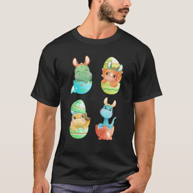 Camiseta Dinossauros Hatch De Ovos De Páscoa (Frente)