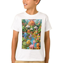 Dinossauros Kawaii Selva Vulcão Vertical