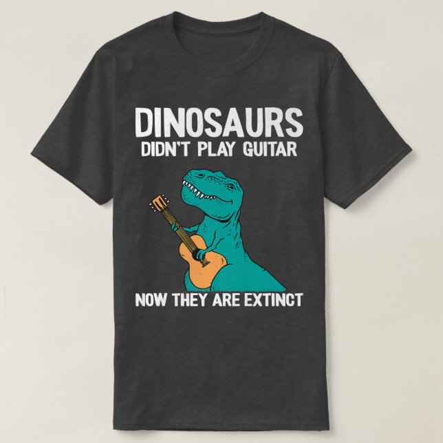 Camiseta Dinossauros não tocavam guitarra agora estão extin (Frente do Design)