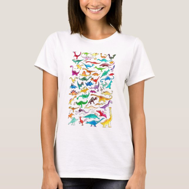 Camiseta "Dinossauros para T do ajustado das mulheres dos (Frente)