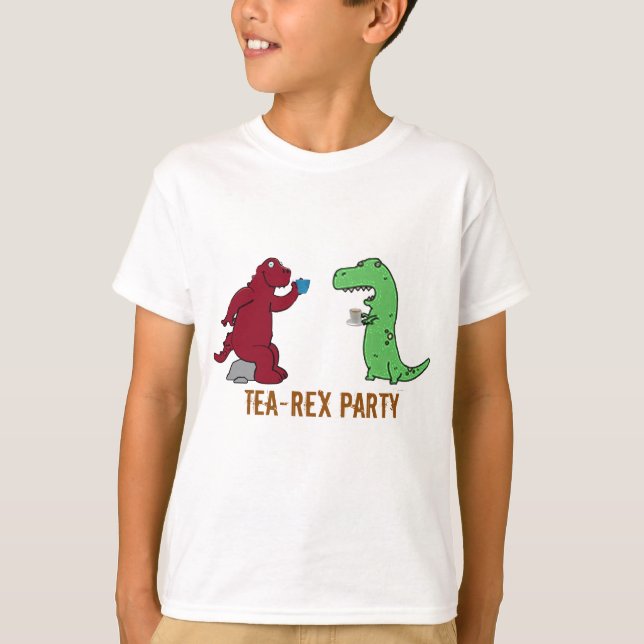 Camiseta dinossauros t-rex tea party engraçado dinossauro d (Frente)