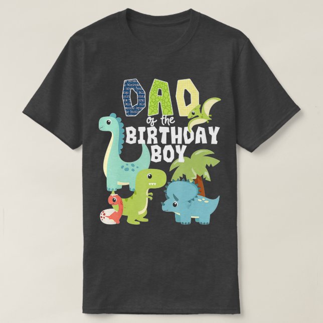 Camiseta Dinossauros Tema Pai De Aniversário Do Aniversário (Frente do Design)