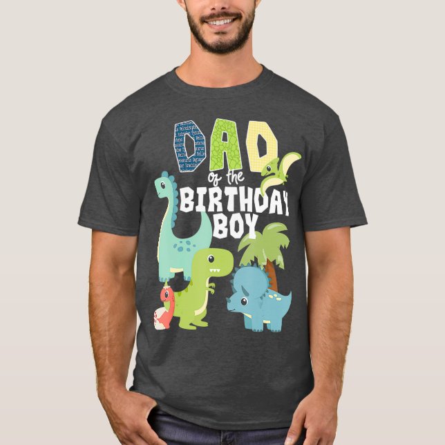 Camiseta Dinossauros Tema Pai De Aniversário Do Aniversário (Frente)
