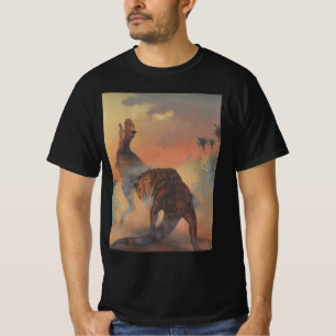 Camiseta Dinossauros Vintage, Carnotaurus Rugindo na Selva