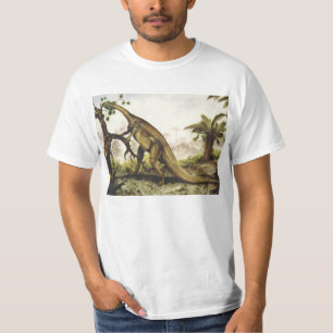 Camiseta Dinossauros Vintage, Plateossauro Pastando em Árvo