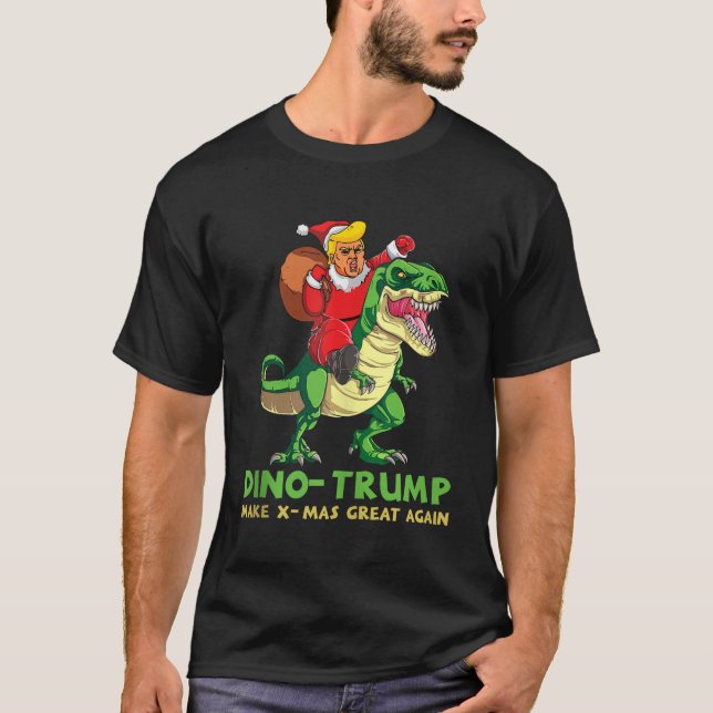 Camiseta Dinotrump Funny Trump Andando Dinossauro Natal Sa (Frente)