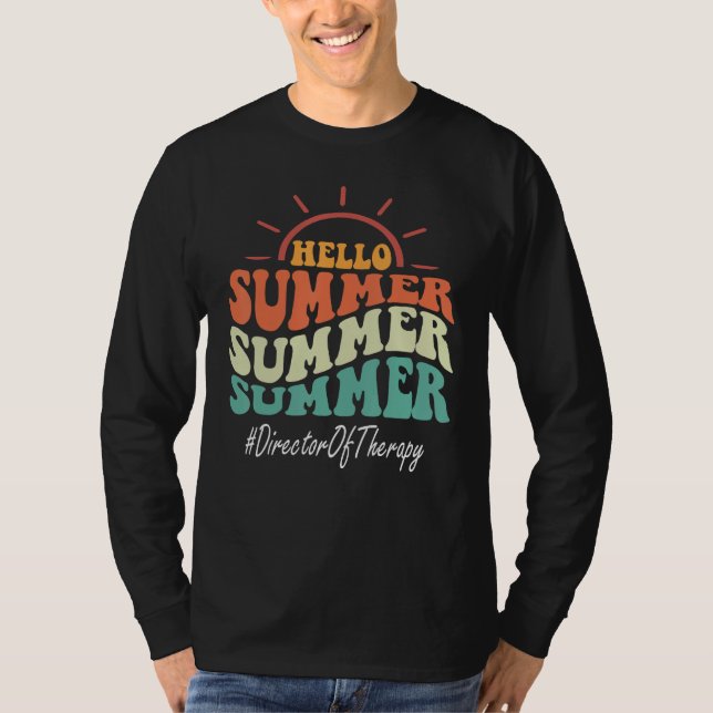 Camiseta Director Of Therapy Groovy Last Day Of School Hell (Frente)