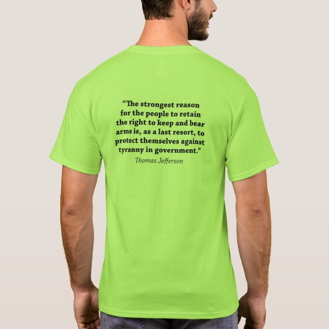 Camiseta Direito de Portar Armas - Citação de Thomas Jeffer (Verso)