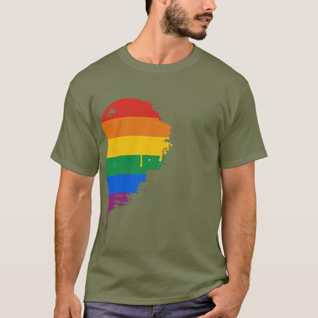 CAMISETA DIREITO DO CORAÇÃO DO ARCO-ÍRIS MEIO - .PNG (Frente)