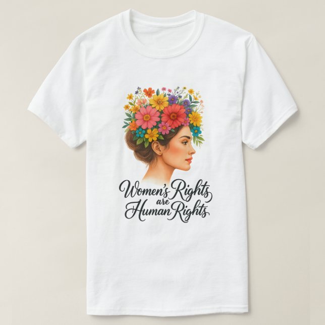 Camiseta Direitos das mulheres são um empoderamento floral  (Frente do Design)