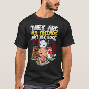 Camiseta Direitos dos Animais Meus Amigos Não Minha Comida