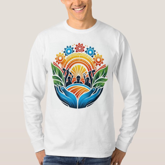 Camiseta Direitos dos Trabalhadores e Solidariedade no Dia  (Frente)