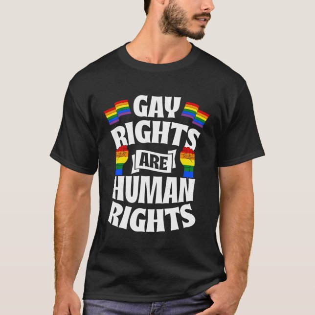 Camiseta Direitos Gays são Direitos Humanos LGBTQ Direitos  (Frente)