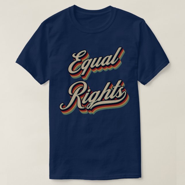 Camiseta Direitos iguais de vinheta retrô (Frente do Design)