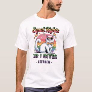 Camiseta Direitos iguais - Orgulho LGBTQ de Gato Branco Eng