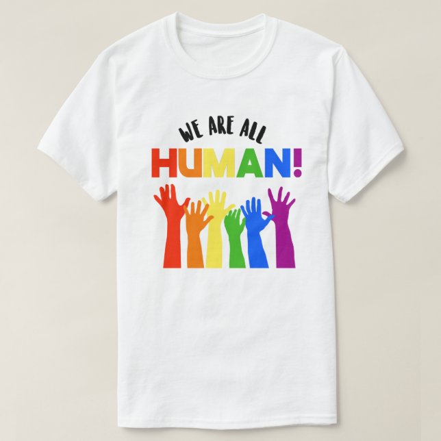 Camiseta Direitos LGBTQ+ Somos Todos Humanos (Frente do Design)