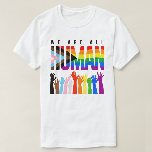 Camiseta Direitos LGBTQ+ Somos Todos Humanos (Frente do Design)