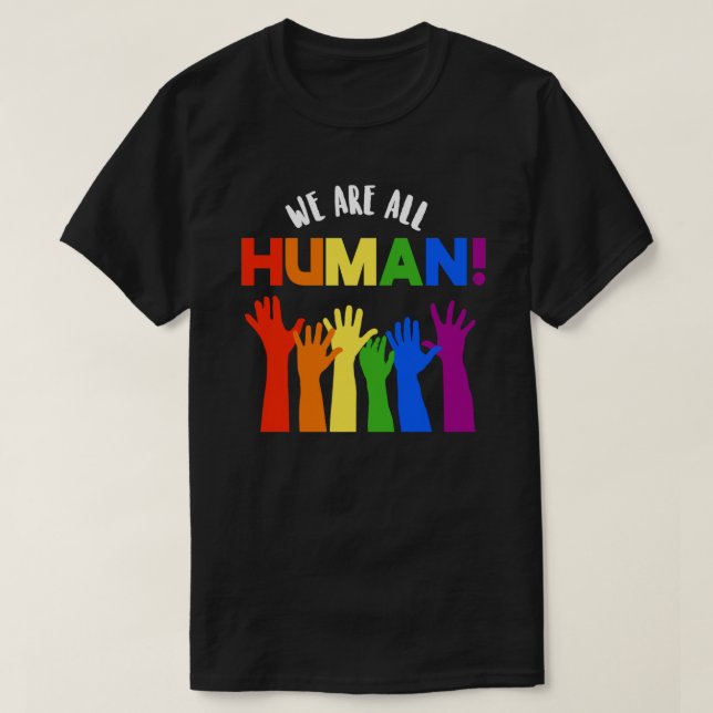 Camiseta Direitos LGBTQ+ Somos Todos Humanos (Frente do Design)