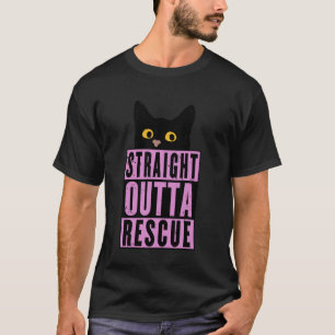 Camiseta Direto do Resgate Gato Preto Homens Mulheres Adole