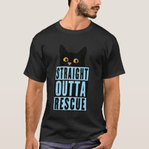 Camiseta Direto do Resgate Gato Preto Homens Mulheres Adole
