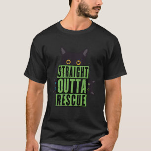 Camiseta Direto do Resgate Gato Preto Homens Mulheres Adole