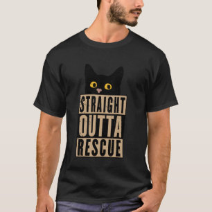 Camiseta Direto do Resgate Gato Preto Homens Mulheres Adole