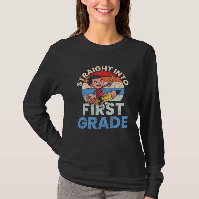 Camiseta Direto Para a Primeira Série Presente De Volta às  (Frente)