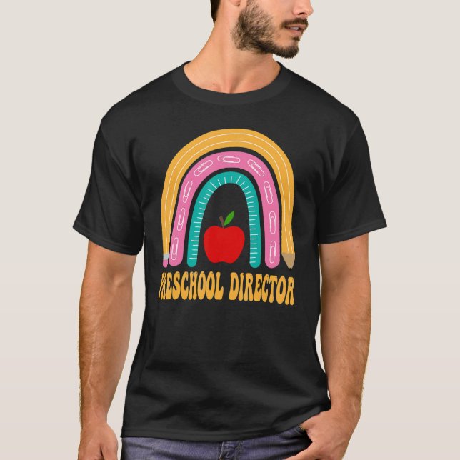 Camiseta Diretor da pré-escola Arco-Íris Cute De Volta Para (Frente)