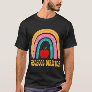 Camiseta Diretor Da Pré-Escola Rainbow Cute De Volta À Esco
