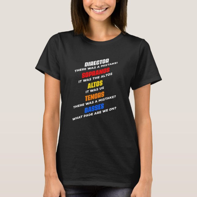 Camiseta Diretor de Coro Sopranos Contraltos Tenores Baixos (Frente)