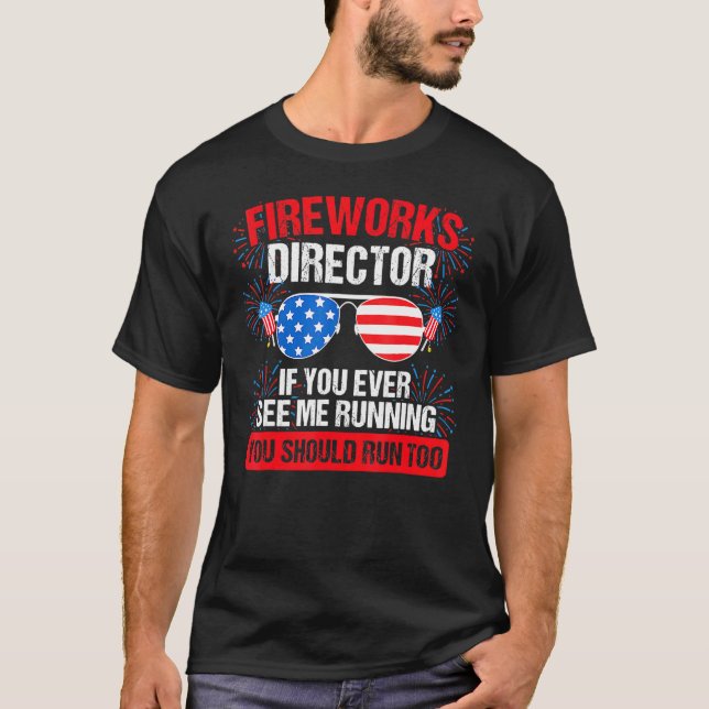 Camiseta Diretor do Fireworks você me vê correndo Patriótic (Frente)
