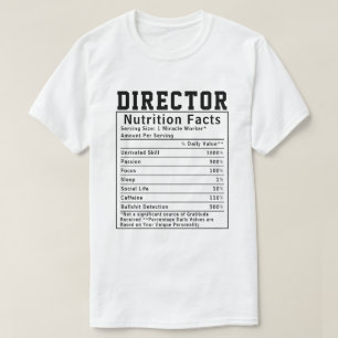 Camiseta Diretor Engraçado Fatos de Nutrição Funcionarios O
