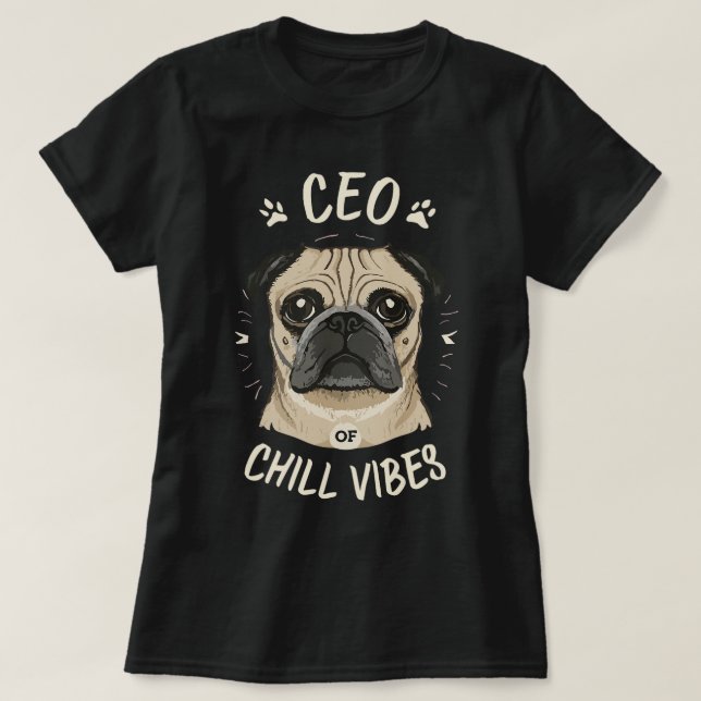 Camiseta Diretor Executivo de refrigerantes vibes fofo Pug (Frente do Design)