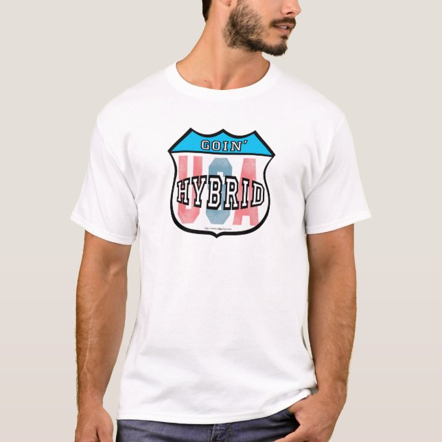 Camiseta Dirigindo meu carro híbrido EUA (Frente)