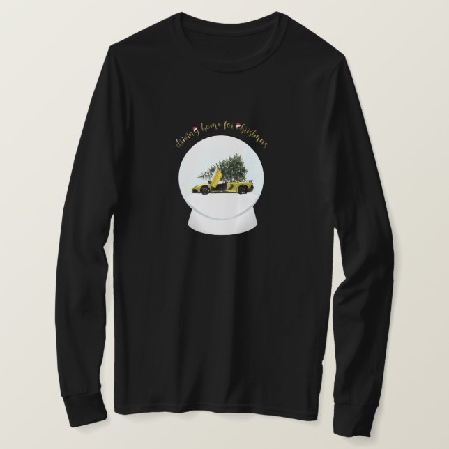 Camiseta dirigindo para casa no globo de neve de Natal (Frente do Design)