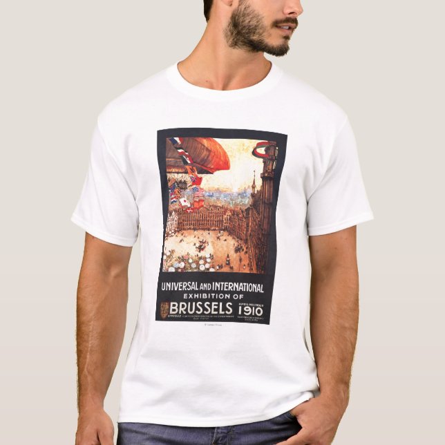Camiseta Dirigível de Lebaudy com as bandeiras do mundo na (Frente)