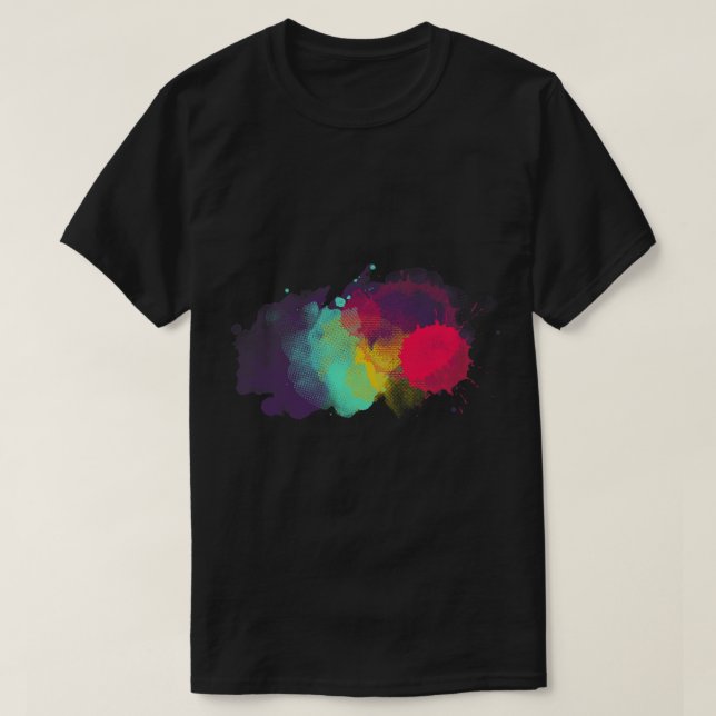 Camiseta Dirk Paint Splatter Rainbow Abstrato Para O Artist (Frente do Design)