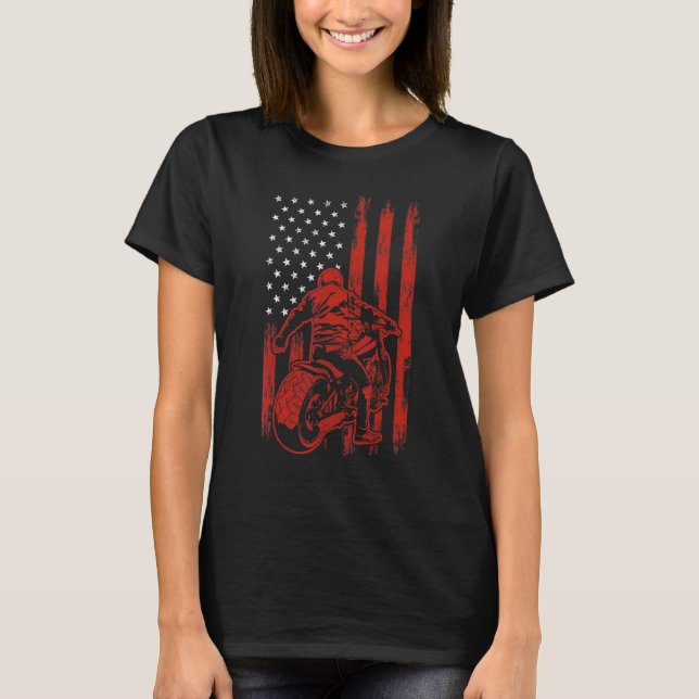 Camiseta Dirt Bike 4 De Julho Meninos Moto Biker Mulheres (Frente)