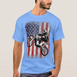 Camiseta Dirt Bike American Flag Motocross Biker 4 de julho