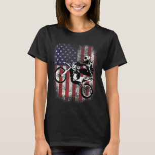 Camiseta Dirt Bike American Flag Motocross Biker 4 de julho