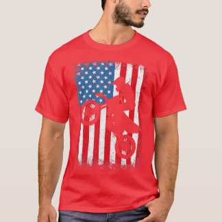 Camiseta Dirt Bike American Flag Motocross Biker 4 de julho