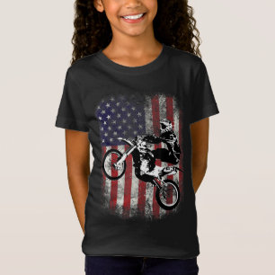 Camiseta Dirt Bike American Flag Motocross Biker 4 de julho