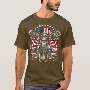 Camiseta Dirt Bike American Flag Motocross Biker 4 de julho