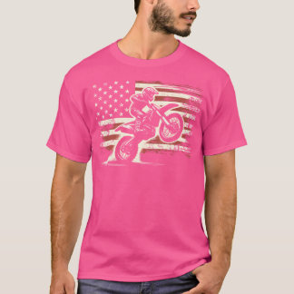 Camiseta Dirt Bike American Flag Motocross Biker Vintage Us