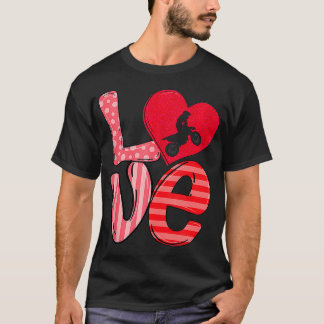Camiseta Dirt Bike Hearts Love Dia de os namorados Dirt Bik